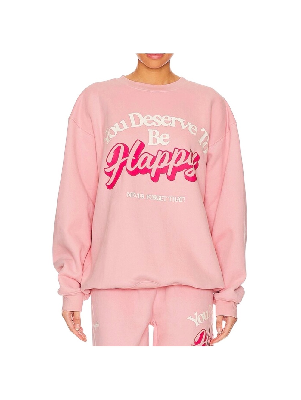 The Mayfair Group Pink 'You Deserve To Be Happy' Sweatshirt L/XL
